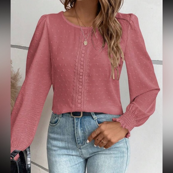 Boho lace Swiss dot blouse - Picture 6 of 10